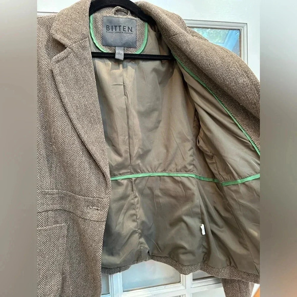 Bitten by Sarah Jessica Parker Chevron Tweed Wool Blend Blazer Jacket Size L - Picture 5 of 9